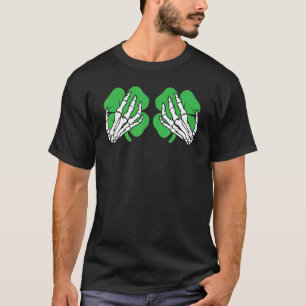 Irish Kleeblatt Skeleton Hands Saint St Patrick's  T-Shirt