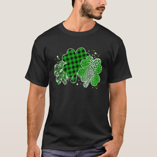 Irish Kleeblatt St Patrick Day Leopard Camouflage  T-Shirt (Vorderseite)