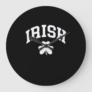 Irish Kleeblatt St Patricks Day Irland Pride Irish Große Wanduhr