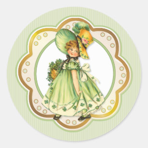 Irish Kleeblatt Stroll Girl Runder Aufkleber