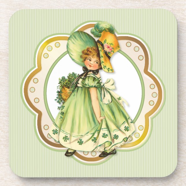 Irish Kleeblatt Stroll Girl Untersetzer (Vorderseite)
