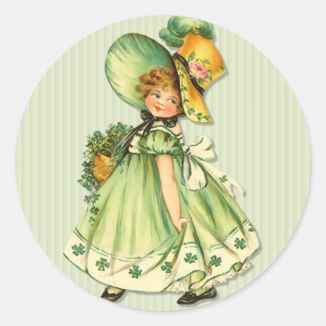 Irish Kleeblatt Stroll Runder Aufkleber (Vorderseite)