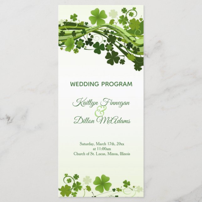 Irish Kleeblatt Wedding Programm (Vorderseite)