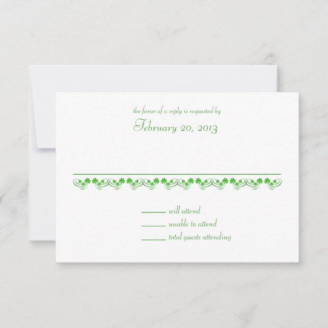 Irish Kleeblatt Wedding Response Card RSVP Karte (Vorderseite)