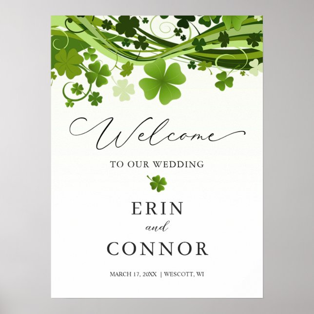 Irish Kleeblatt Wedding Welcome Sign Poster (Vorne)