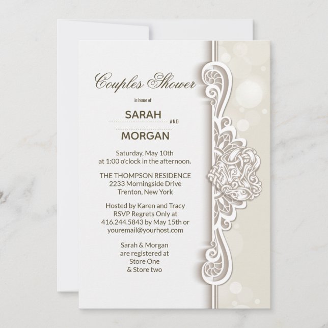 Irish Lace Couples Polterabend Einladung (Vorderseite)