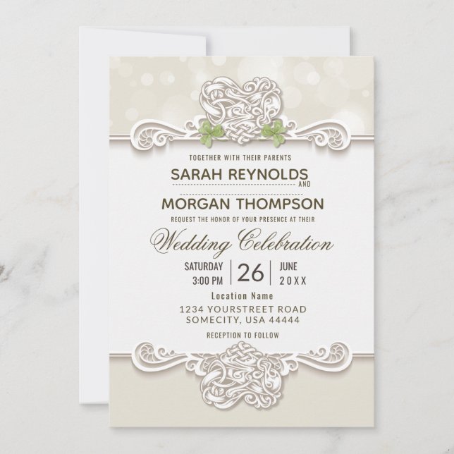 Irish Lace Wedding Einladung (Vorderseite)