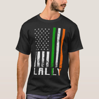 Irish LALLY Family American Flag Ireland Flag T-Shirt