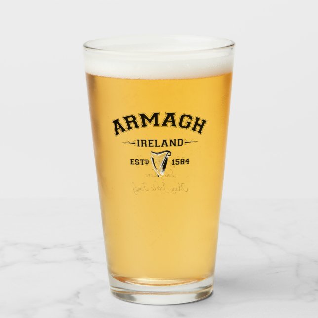 Irish Landkreis Armagh Ireland Personalisiert Text Glas (Vorne (Gefüllt))