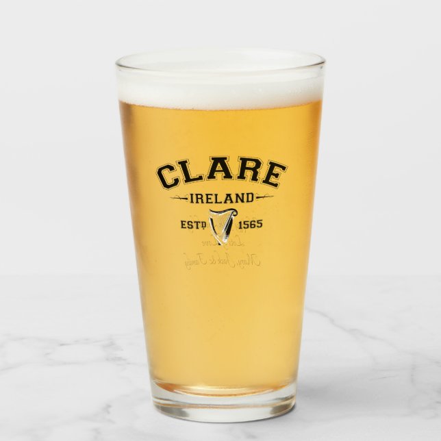 Irish Landkreis Clare Ireland Personalisiert Text Glas (Vorne (Gefüllt))