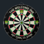 Irish Landkreis Down Ireland Dartboard Dartscheibe<br><div class="desc">Ideal für Bar, Pub, Hotel oder sogar Ihre eigene Zuhause in Landkreis Down, Irland. Es würde überall auf der Welt als Erinnerung dieses wunderschönen irischen Landkreises auch gut aussehen. Dieses Dartboard trägt das offizielle Landkreis Wappen auf dem Single zwanzig und auf jeder Seite. Ändern Sie den Text oben und unten...</div>