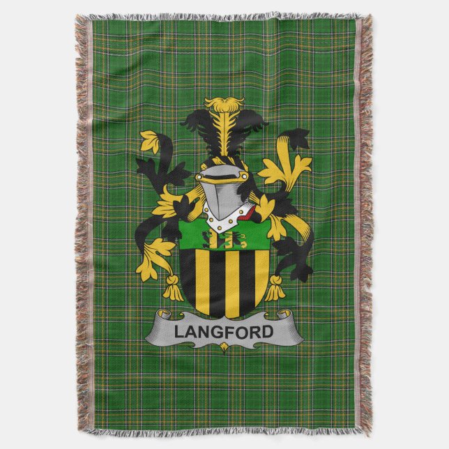 Irish Langford Coat of Arms Familienwappen Irland Decke (Vorderseite Vertikal)