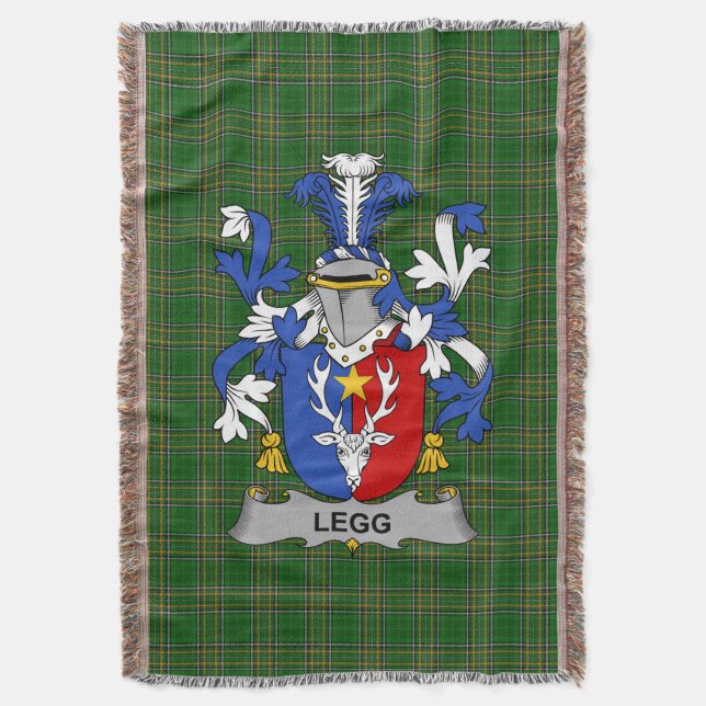 Irish Legg oder Legge Coat of Arms Familienwappen  Decke (Vorderseite Vertikal)