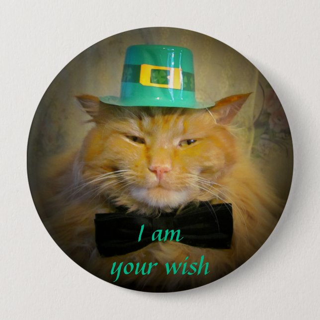 Irish Leprechaun Cat Wish Button (Vorderseite)