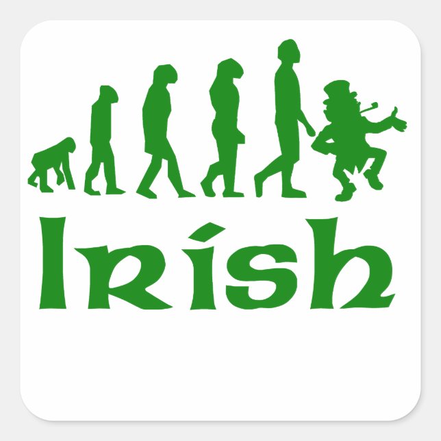 Irish Leprechaun Evolution Quadratischer Aufkleber (Vorderseite)