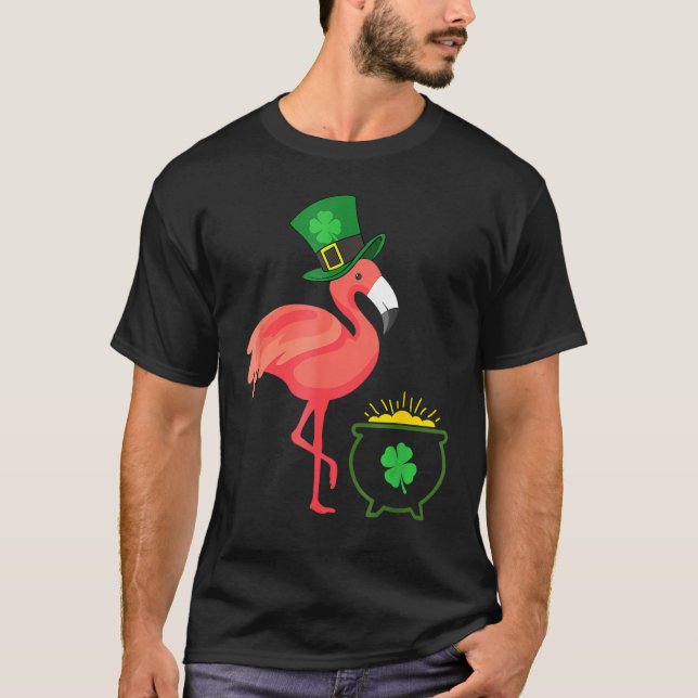 Irish Leprechaun Flamingo Funny St Patricks Day T-Shirt (Vorderseite)