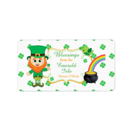 Irish Leprechaun Greetings Clover St Patrick's Dal Adressaufkleber