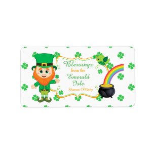 Irish Leprechaun Greetings Clover St Patrick's Dal Adressaufkleber