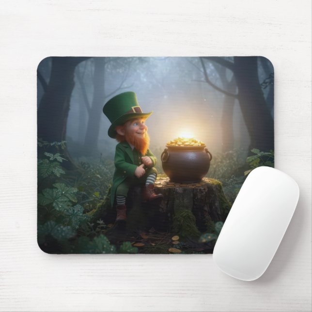Irish Leprechaun In a Misty Forest Mousepad (Mit Mouse)