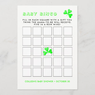Irish Leprechaun Lucky Kleeblatt Baby Bingo Einladung