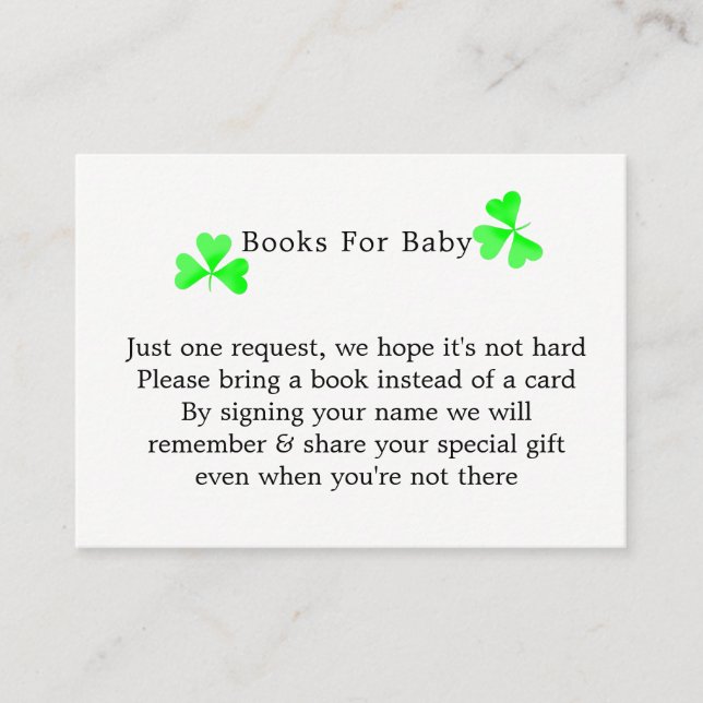 Irish Leprechaun Lucky Kleeblatt Books for Baby Begleitkarte (Vorderseite)