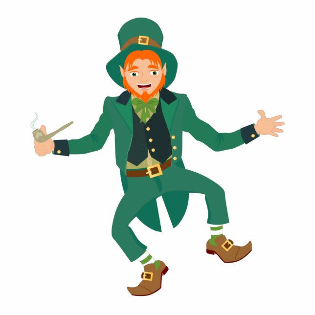 Irish Leprechaun mit Pfeife und Tanz Fotoskulptur Ornament (Vorne)