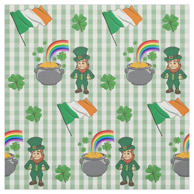 Irish Leprechaun Rainbow Pot of Gold Flag Fun Stoff (Muster)