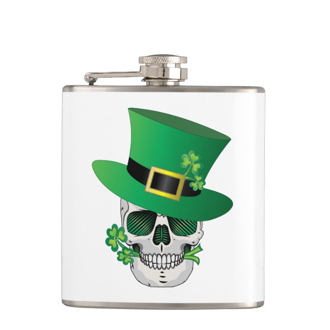 Irish Leprechaun Skull Flachmann (Vorderseite)