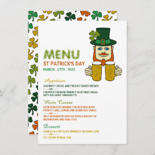 Irish Leprechaun, St Patrick's Day Menu Card Einladung