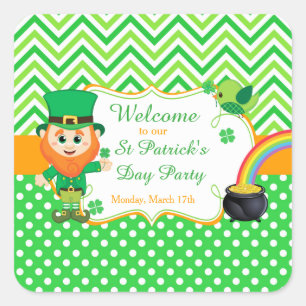 Irish Leprechaun St Patrick's Day Party Quadratischer Aufkleber