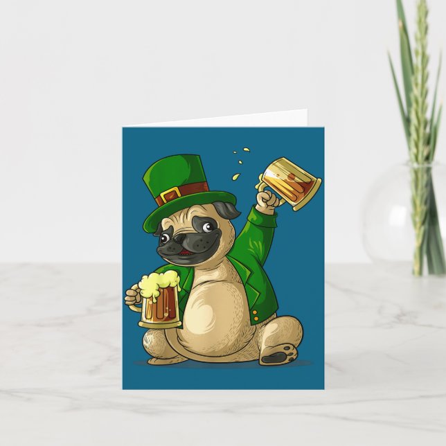 Irish Leprechaun St Patricks Day Shirt Funny Men W Karte (Vorderseite)