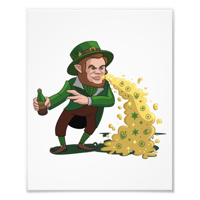 Irish Leprechaun Tossing Lucky Cookies Funny Fotodruck (Vorne)