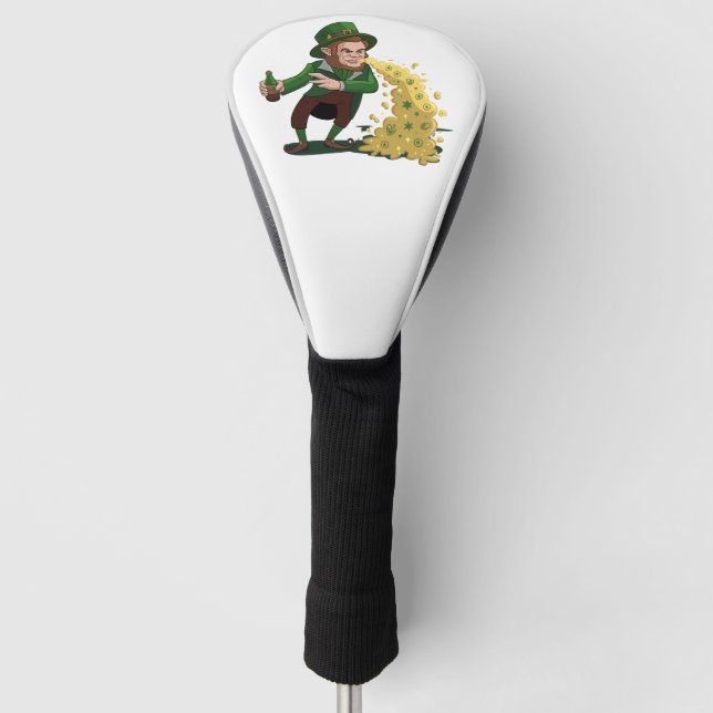 Irish Leprechaun Tossing Lucky Cookies Funny Golf Headcover (Vorderseite)