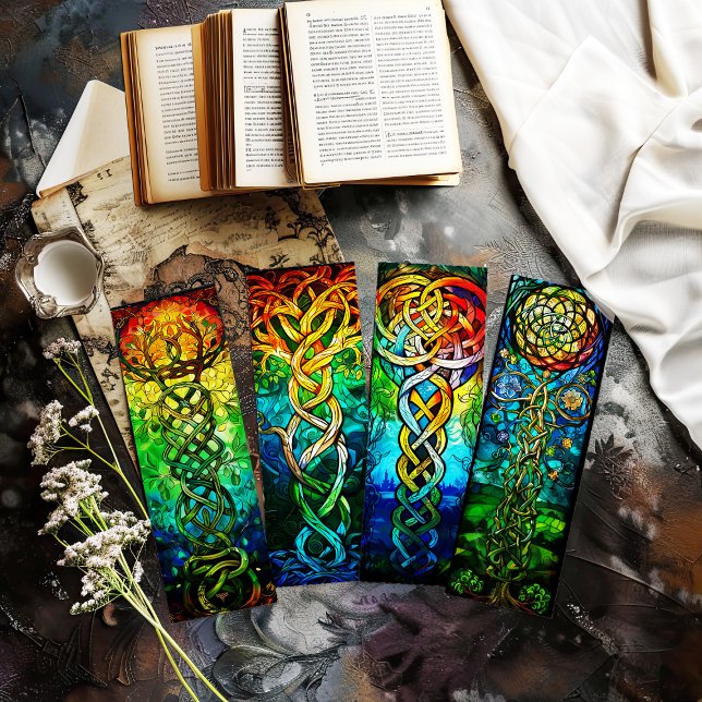 Irish Lesezeichens, Celtic Tree of Life Lesezeiche (colorful tree of life bookmarks you cut out - great gift idea that looks like you handmade them)