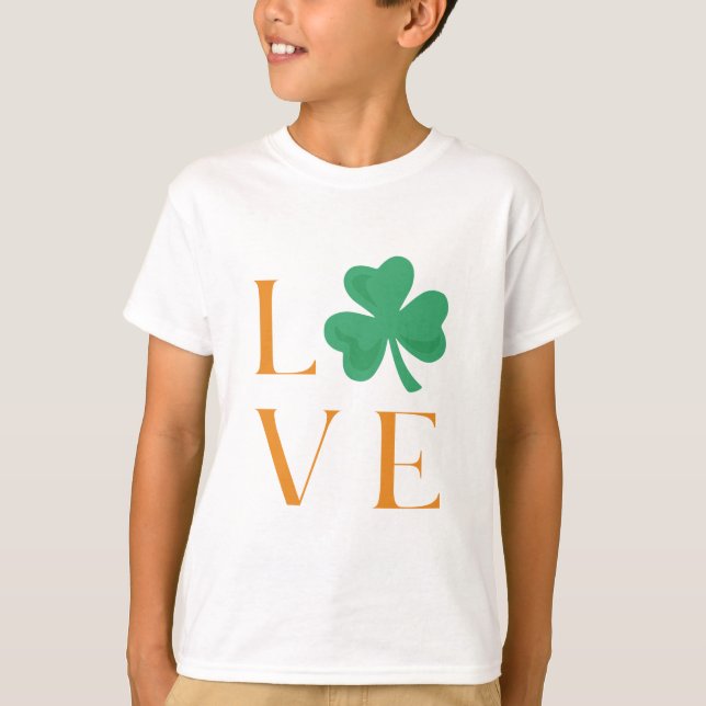 Irish Liebe Clover Kleeblatt Green und Orange T-Shirt (Vorderseite)