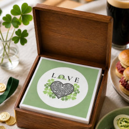 Irish LIEBE Kleeblatt & Celtic Knot Heart Paper Serviette