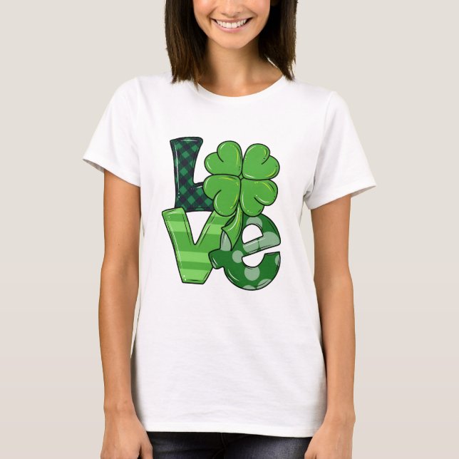 Irish Liebe St. Patrick's Day Kleeblatt Green Kari T-Shirt (Vorderseite)