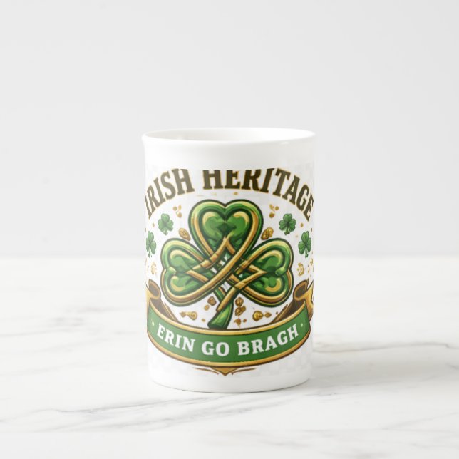 Irish Luck Clover Feier Design Prozellantasse (Vorderseite)