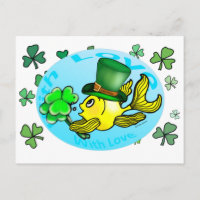 IRISH LUCK GOLDFISH mit Hut und Kleeblättern niedl