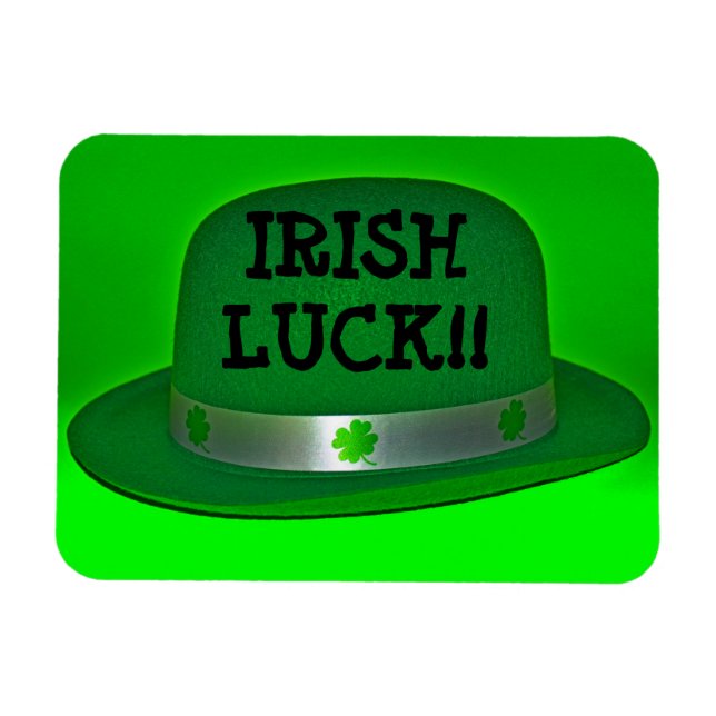 IRISH LUCK Green Derby Hat Magnet (Horizontal)