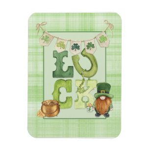 Irish Luck St Patrick's Day Gnome Kleeblatt Green Magnet