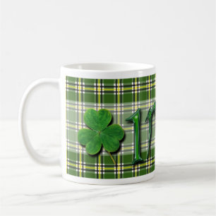 Irish Lucky Charming Clover Kleeblatt Green Tartan Tasse