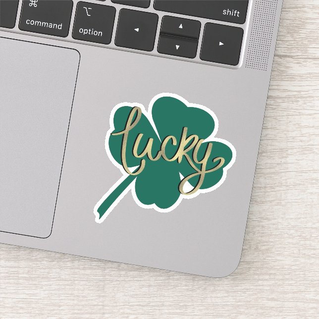 Irish Lucky Clover St Patricks Day Script Aufkleber (Detail)