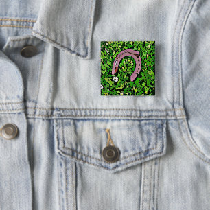 Irish Lucky Horseshoe Button