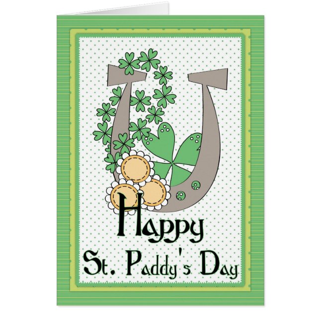 Irish Lucky Horseshoe Happy St. Paddy's Day Card (Vorne)