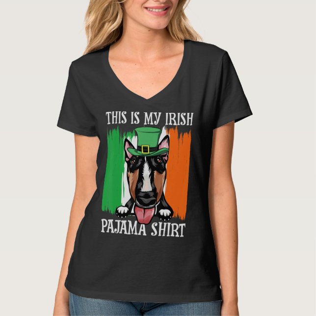 Irish Lucky Kleeblatt Bull Terrier St Patrick's Da T-Shirt (Vorderseite)