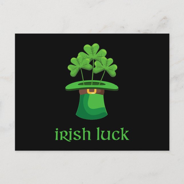Irish Lucky Kleeblatt Clover Leprechaun Green Hat Postkarte (Vorderseite)