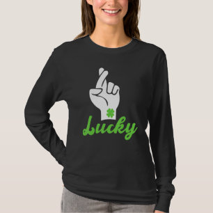 Irish Lucky Kleeblatt Hand Gesture Funny St Patric T-Shirt