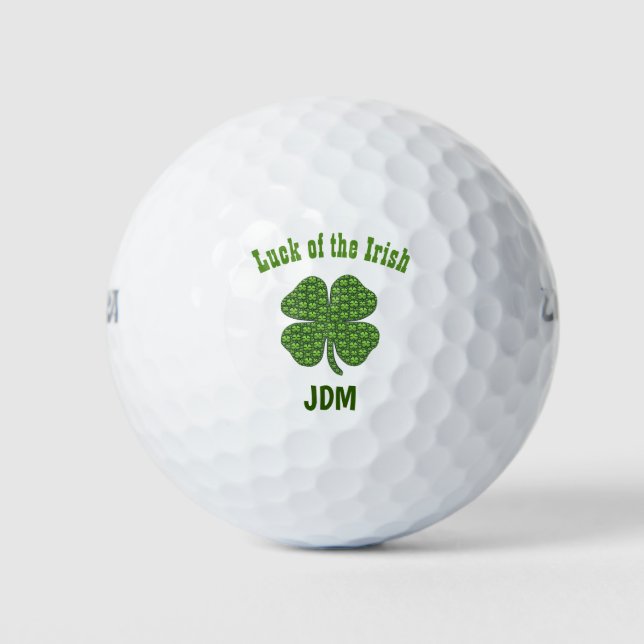 Irish Lucky Luck Clover Kleeblatt Monogram Initial Golfball (Vorderseite)