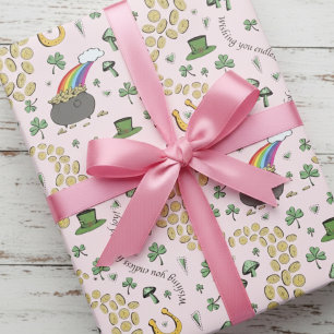 Irish Lucky Shamrock & Goldtopf-Muster Geschenkpapier